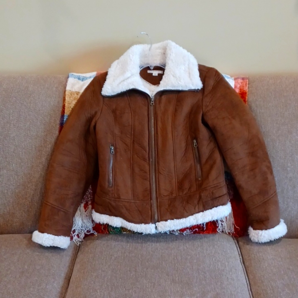 Suede jacket, Dressbarn, size med, camel color